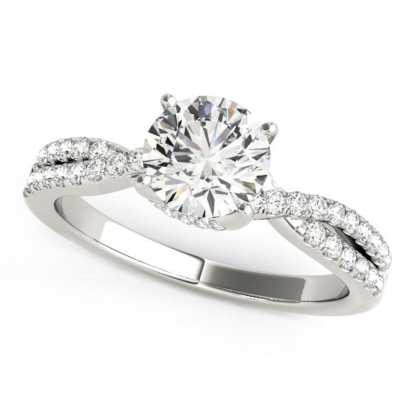 Anillo de compromiso de oro blanco de 14 k con diamantes de garras y cuerpo dividido (1 1/4 ct)