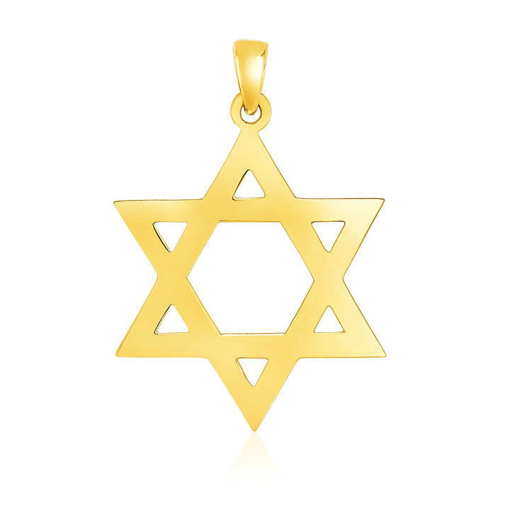 Colgante de estrella de David pulida en oro amarillo de 14 k