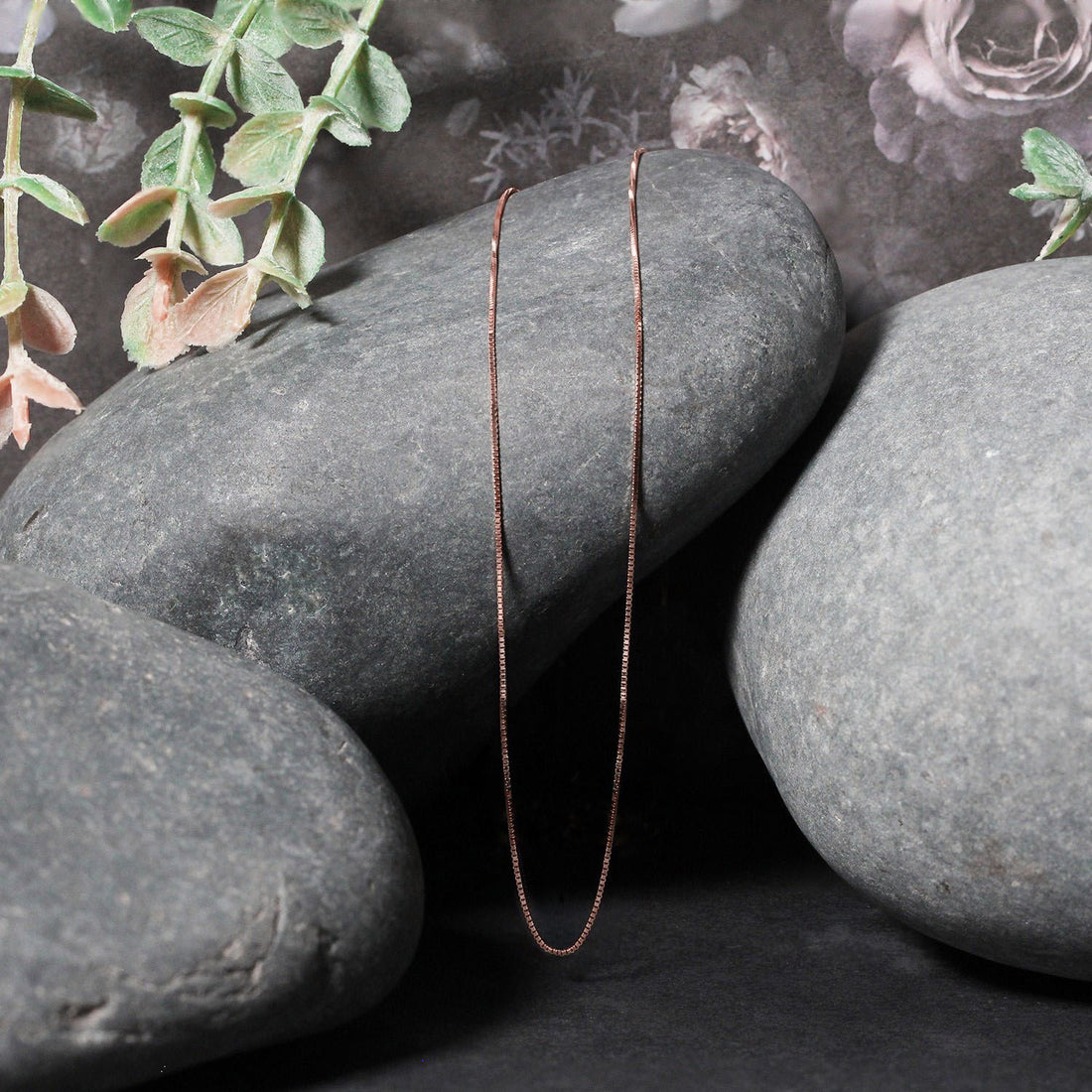 Cadena clásica de oro rosa de 14 k (0,45 mm)