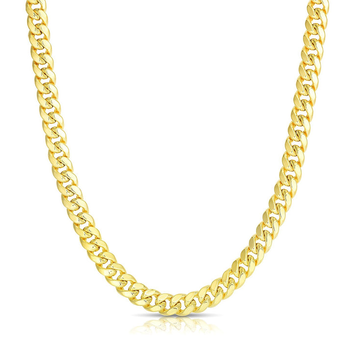 Cadena cubana Miami semisólida de oro amarillo de 10 k (6,10 mm)
