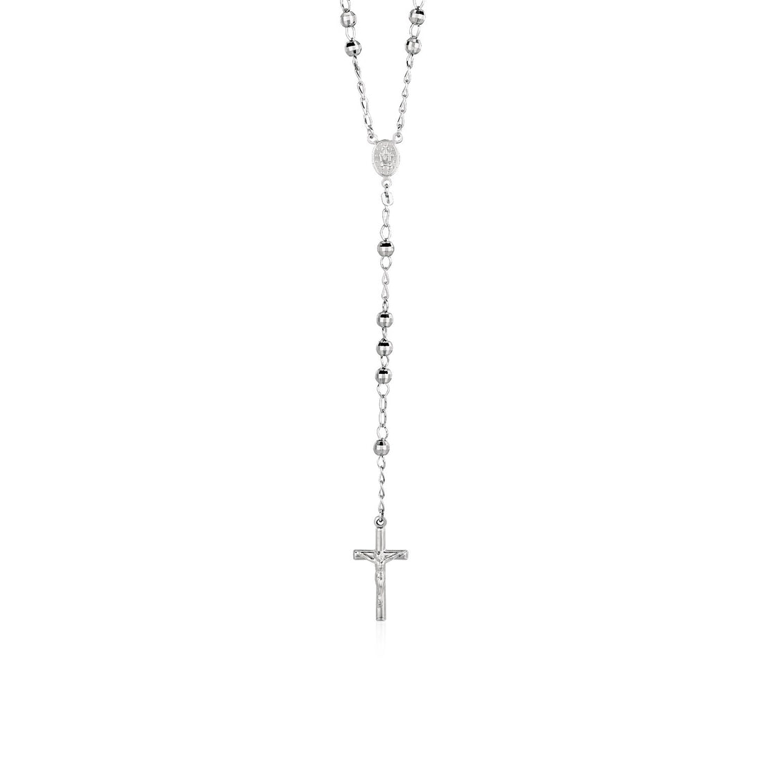 Cadena de rosario y collar de cuentas grandes en plata de ley