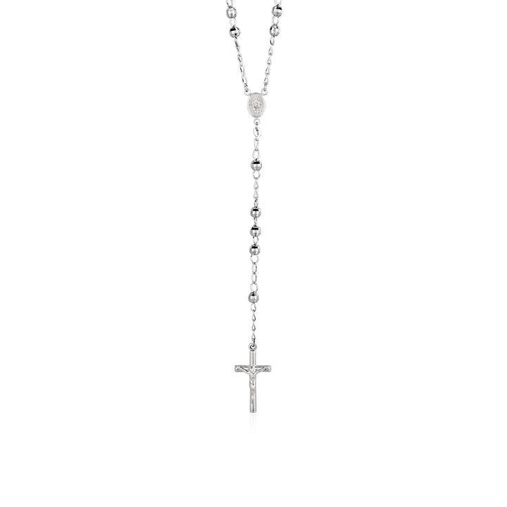 Cadena de rosario y collar de cuentas grandes en plata de ley