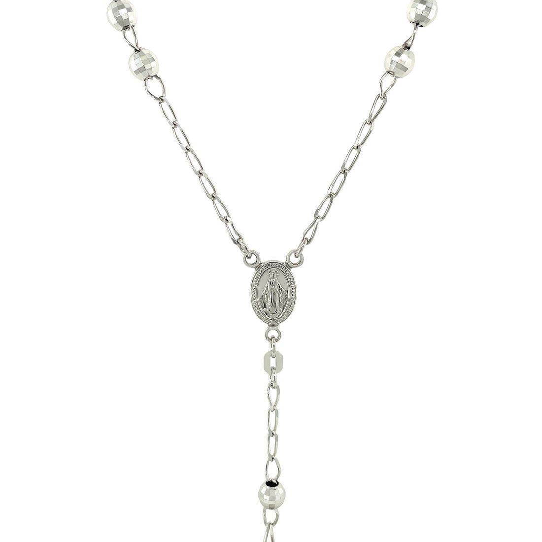 Cadena de rosario y collar de cuentas grandes en plata de ley
