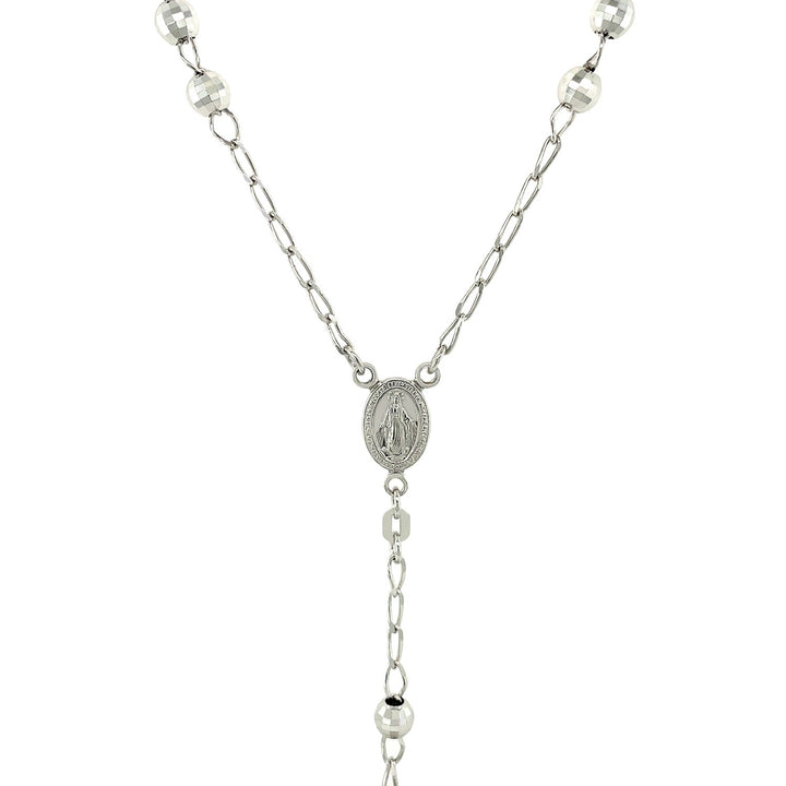 Cadena de rosario y collar de cuentas grandes en plata de ley
