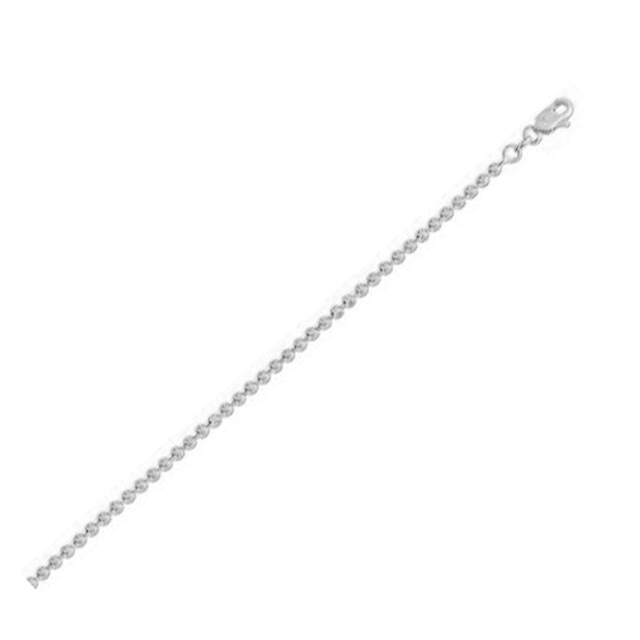 Cadena de cuentas con corte de luna en oro blanco de 14 k (2,50 mm)