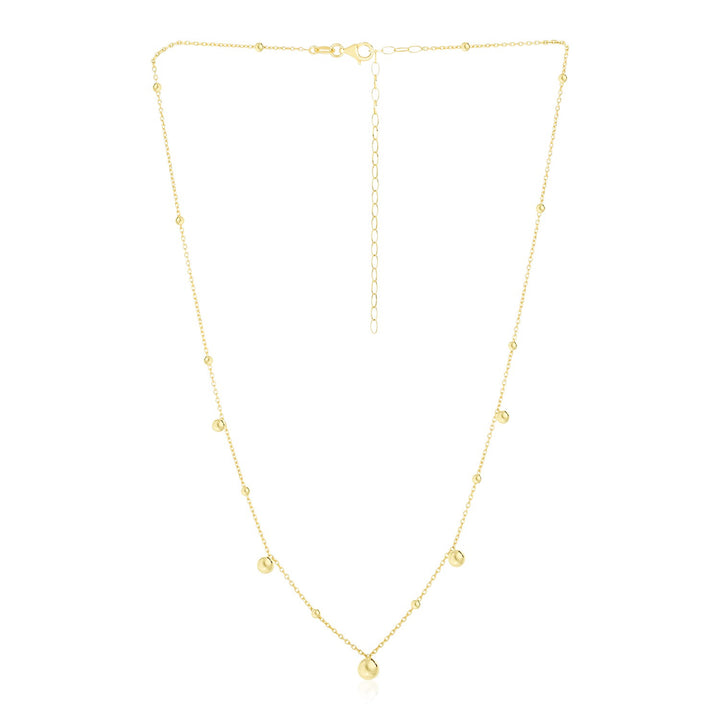14k Yellow Gold High Polish Beaded Stations Necklace