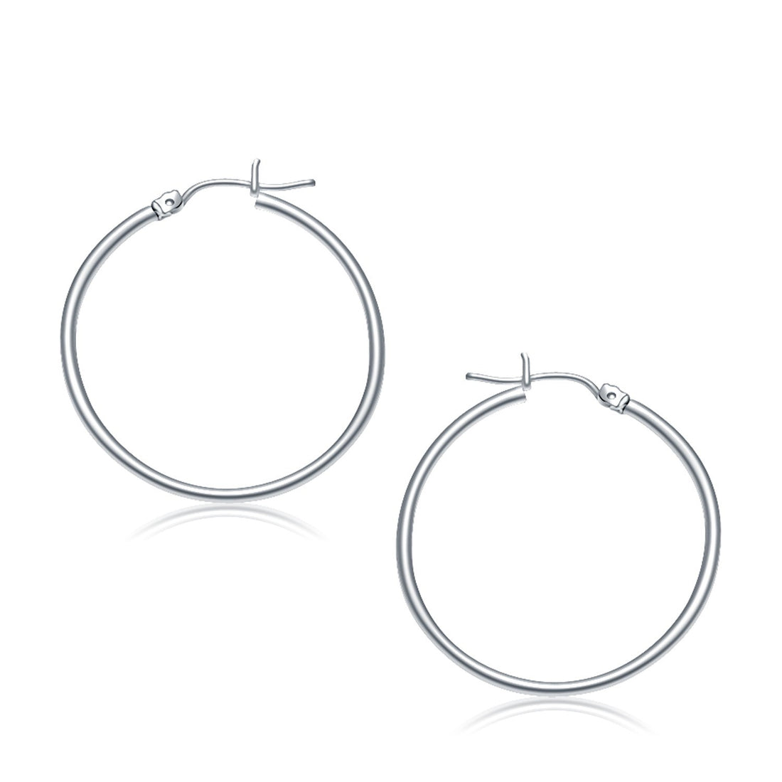 Aros pulidos de oro blanco de 10 k (2 x 30 mm)
