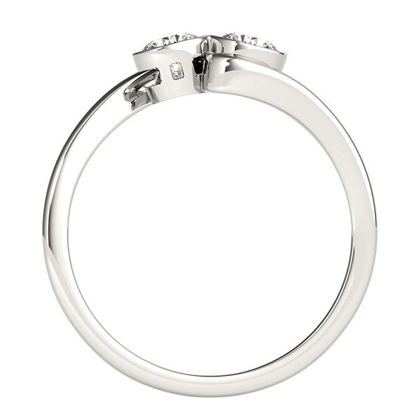 Anillo de oro blanco de 14 k con bisel curvo y dos diamantes (1/2 ct)