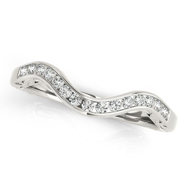Anillo de bodas de oro blanco de 14 k con diamantes curvados (1/10 cttw)