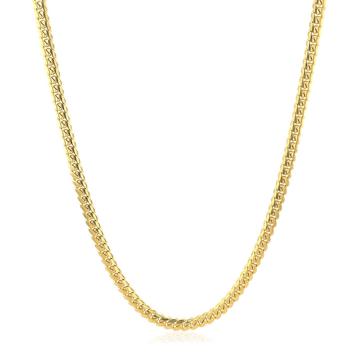 Cadena cubana Miami sólida clásica de oro amarillo de 10 k (2,60 mm)