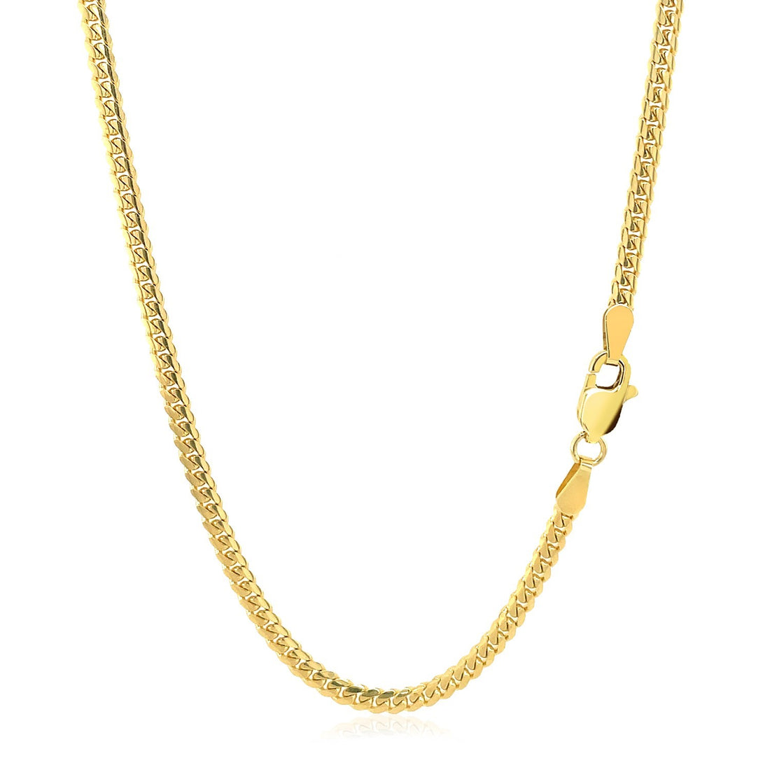 Cadena cubana Miami sólida clásica de oro amarillo de 10 k (2,60 mm)