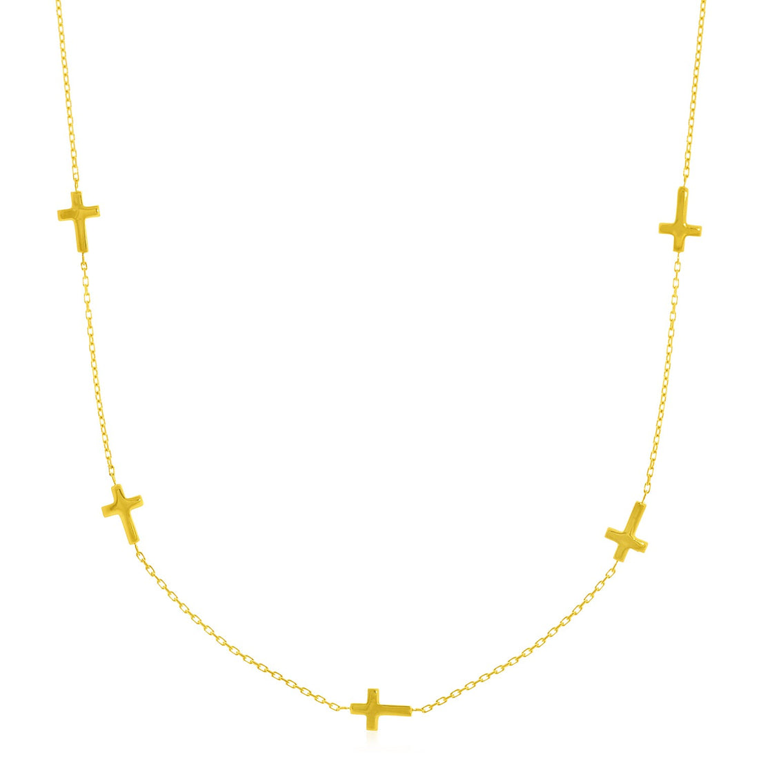 Collar de cadena de oro amarillo de 14 k con estaciones de cruces