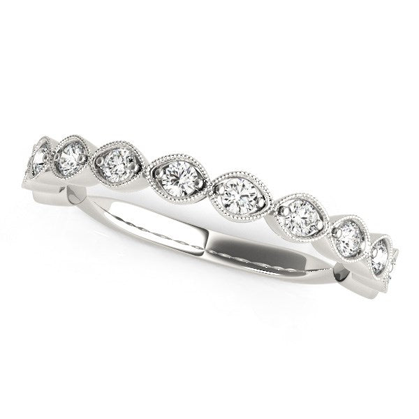 Alianza de bodas de oro blanco de 14 k con diamantes estilo antiguo (3/8 ct)