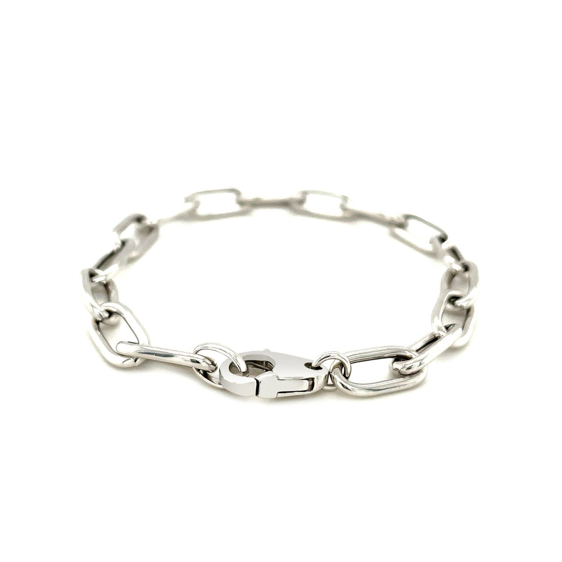 Pulsera de cadena ancha con clip de plata de ley (6,50 mm)