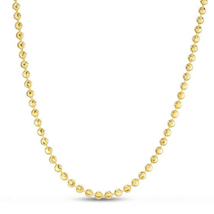 Cadena de cuentas con corte de luna en oro amarillo de 14 k (4,00 mm)