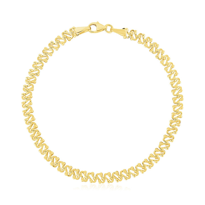 14k Yellow Gold High Polish Textured Fancy Chain Bracelet  (4.00 mm)