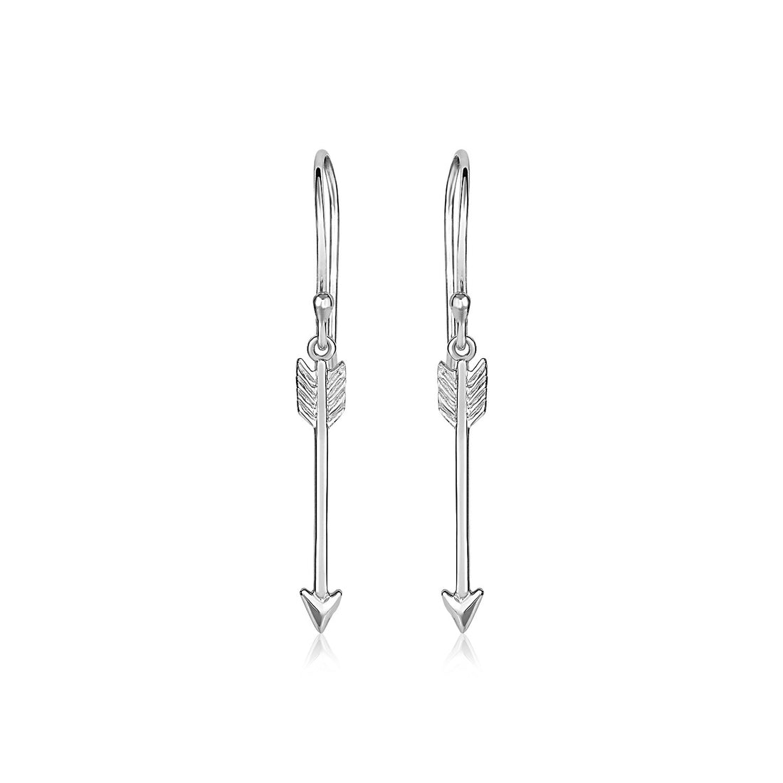 Sterling Silver Polished and Textured Arrow Earrings