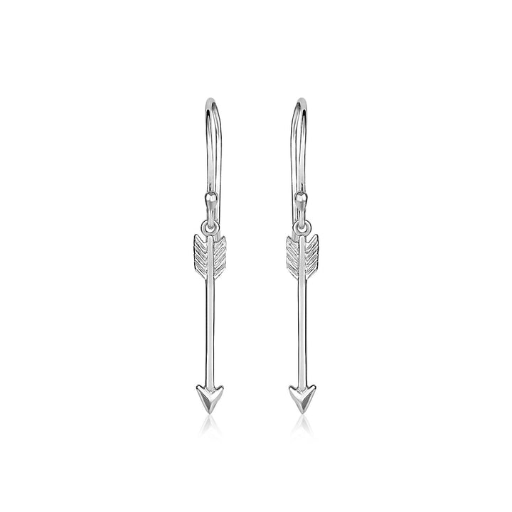 Sterling Silver Polished and Textured Arrow Earrings