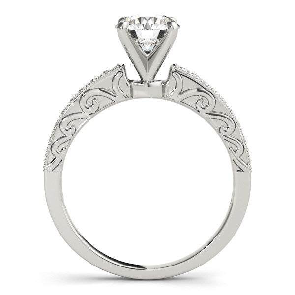 Anillo de compromiso de diamantes estilo antiguo en oro blanco de 14 k (1 1/8 ct)