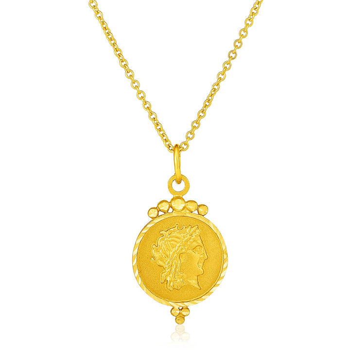 Colgante de oro amarillo de 14 k con moneda romana redonda