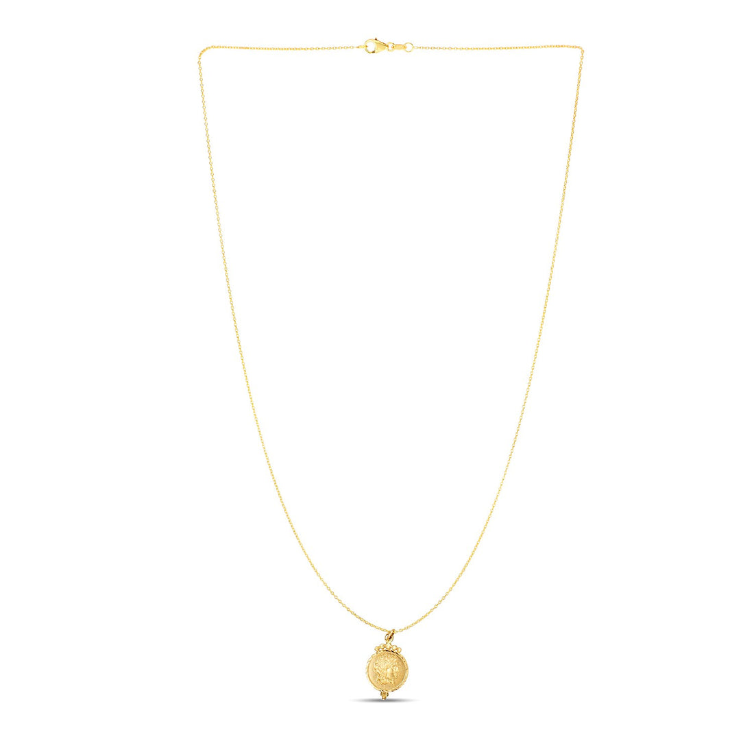 Colgante de oro amarillo de 14 k con moneda romana redonda
