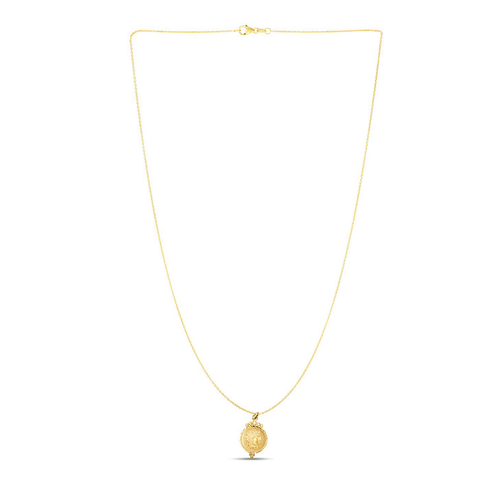 Colgante de oro amarillo de 14 k con moneda romana redonda