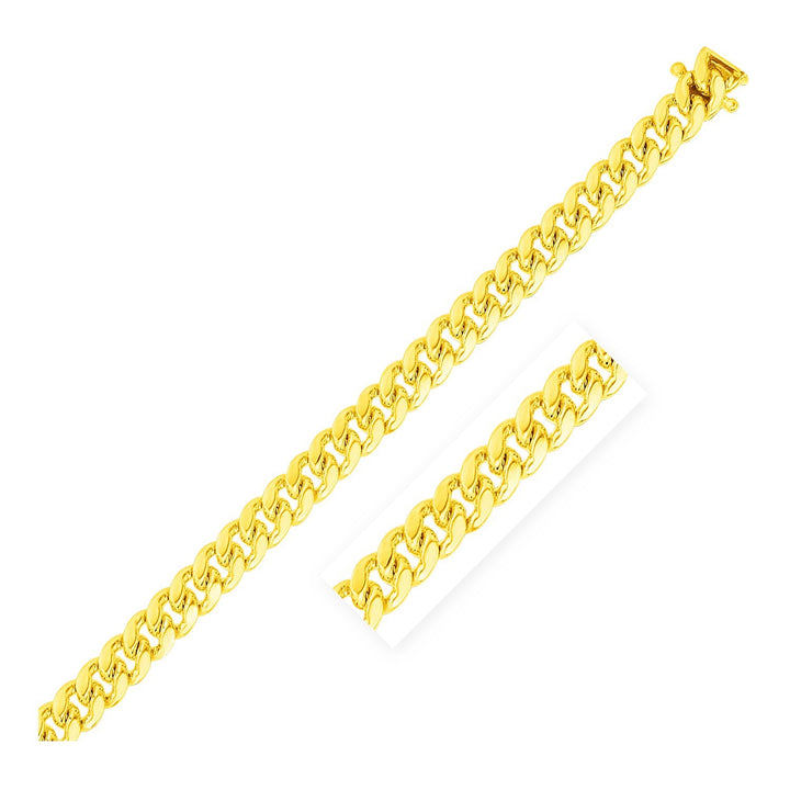 Cadena cubana sólida clásica de Miami en oro amarillo de 10 k (7,10 mm)