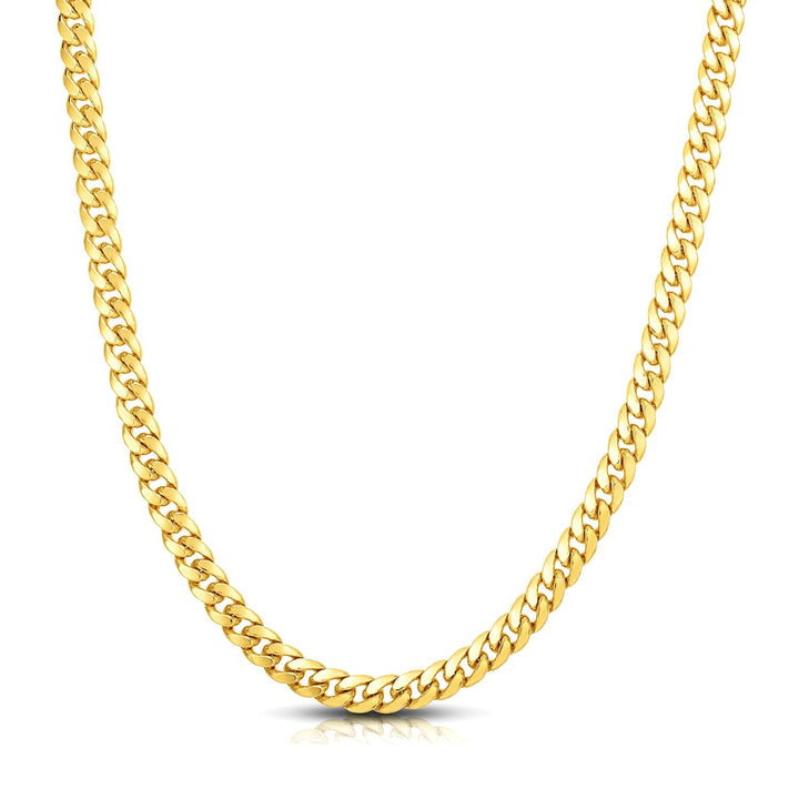 Cadena cubana sólida clásica de Miami en oro amarillo de 10 k (7,10 mm)