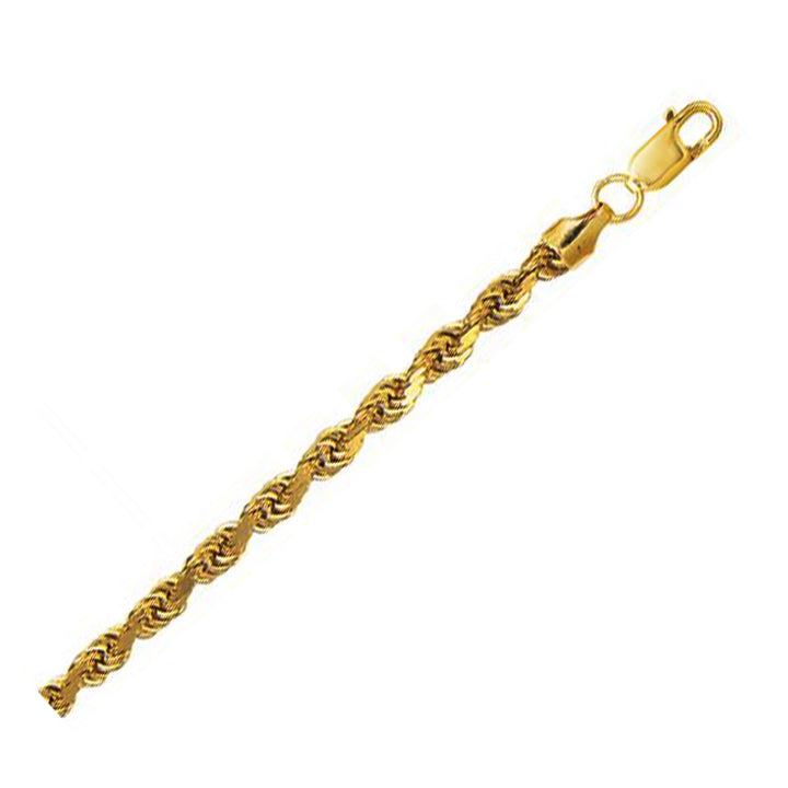 Cadena de eslabones con corte de diamante hueco en oro amarillo de 10 quilates (5,00 mm)