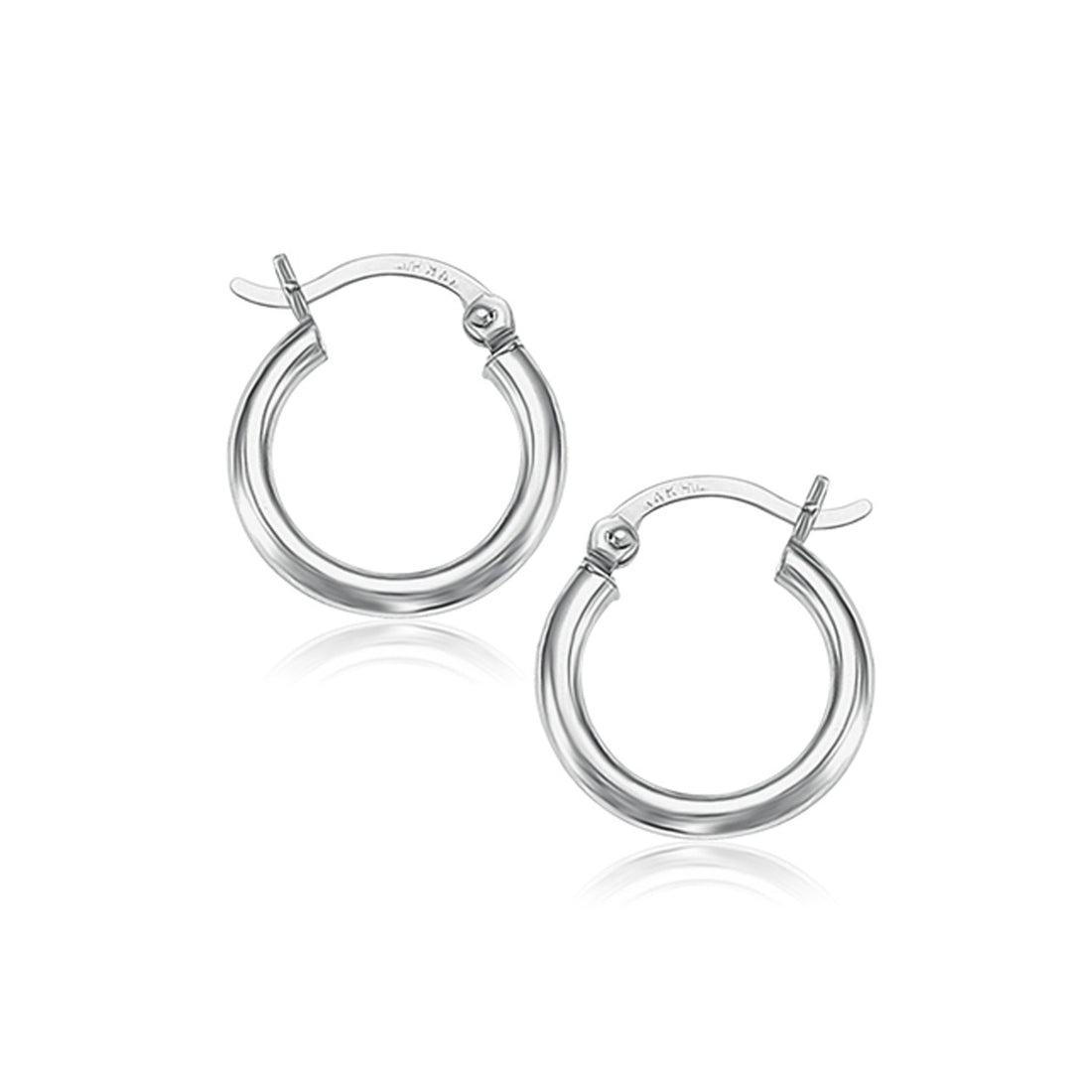 Aros pulidos de oro blanco de 10 k (2 x 15 mm)