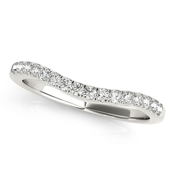 Alianza de boda de oro blanco de 14 k con diamantes engastados en pavé (1/5 ct)