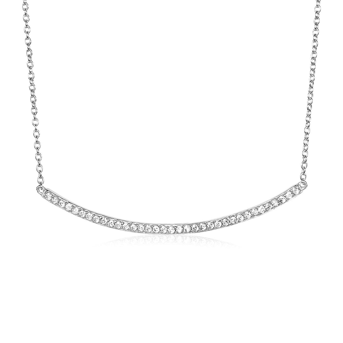 Collar de barra curva de plata de ley con circonitas cúbicas