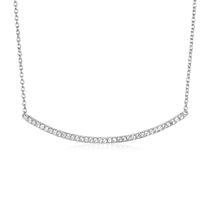 Collar de barra curva de plata de ley con circonitas cúbicas