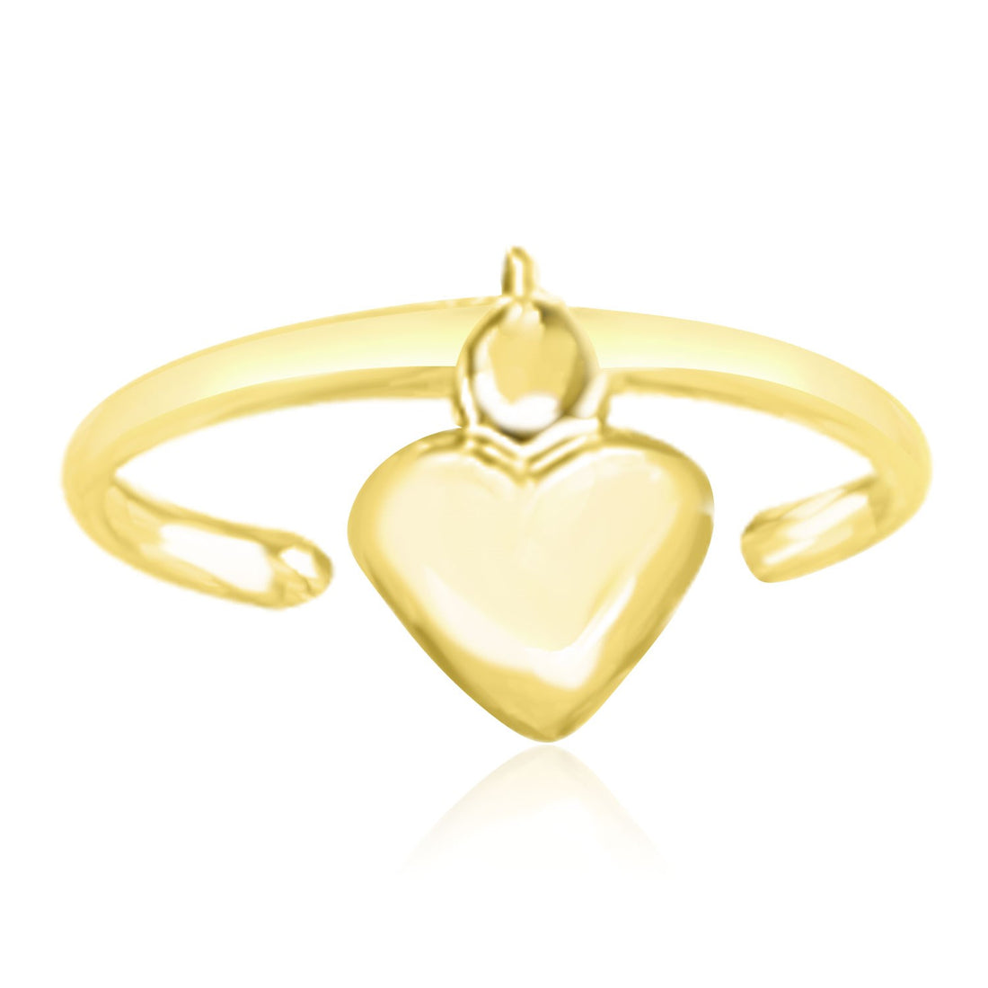 Anillo para el dedo del pie con forma de corazón abultado en oro amarillo de 14 k