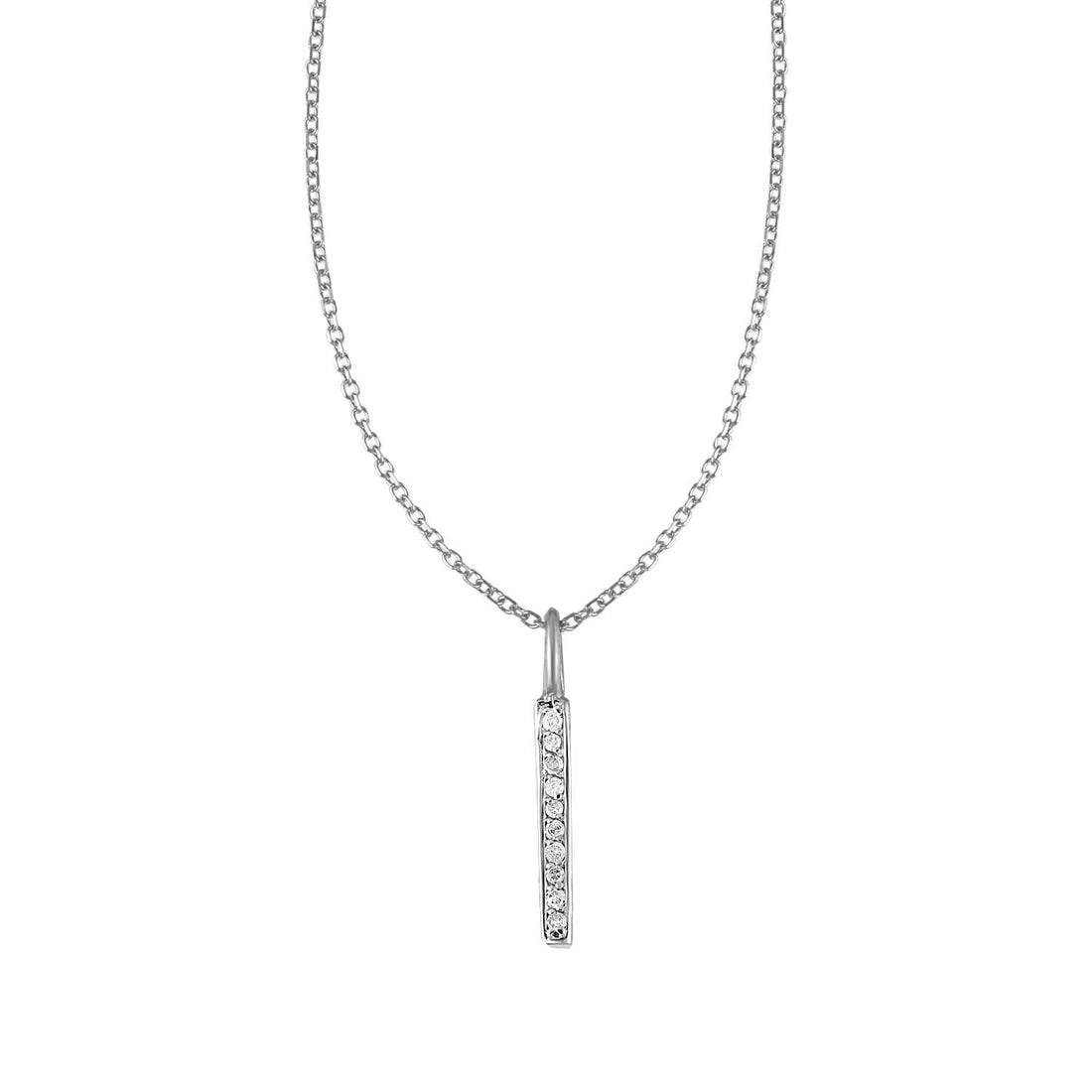 Colgante de barra de oro blanco de 14 k con diamantes
