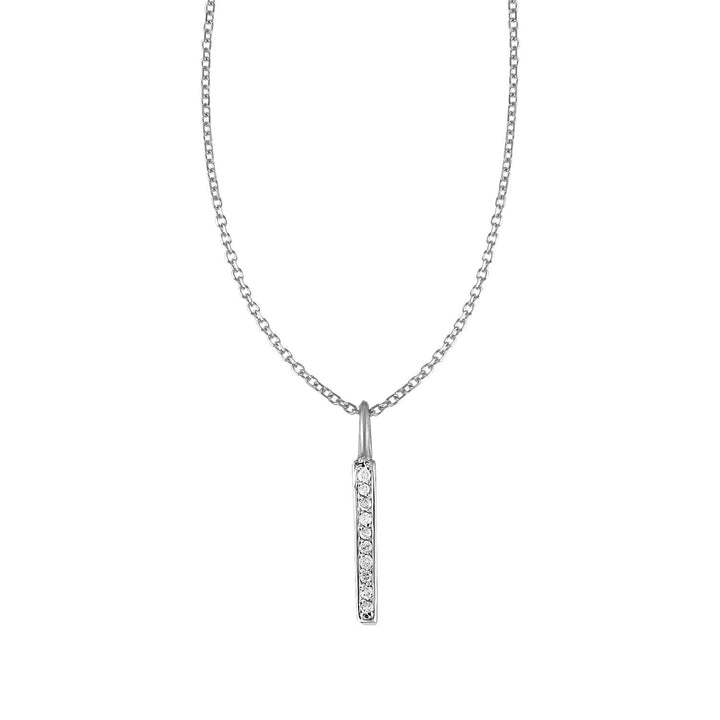 Colgante de barra de oro blanco de 14 k con diamantes