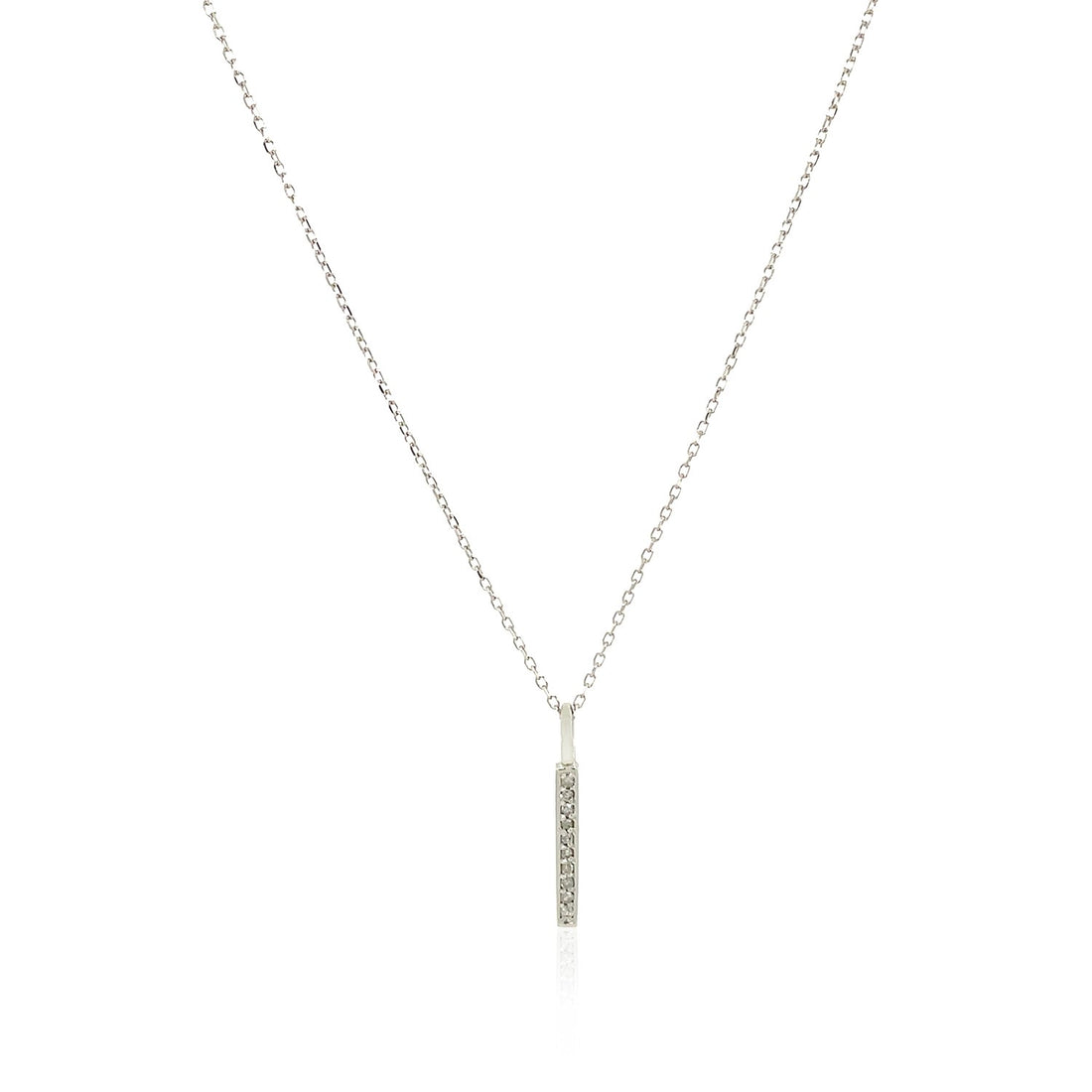 Colgante de barra de oro blanco de 14 k con diamantes