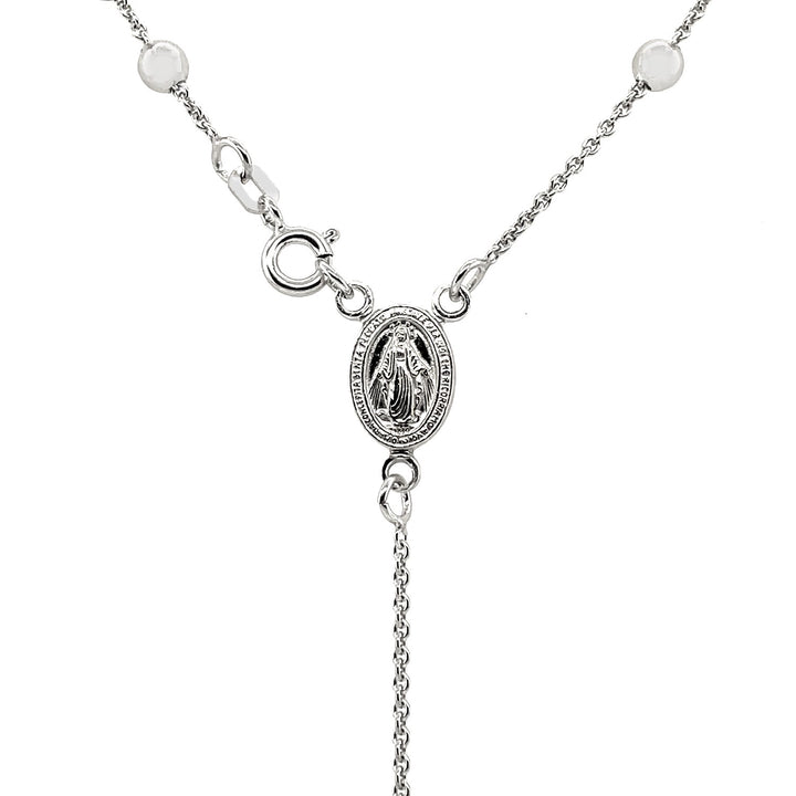 Cadena de rosario y collar de cuentas pulidas en plata de ley