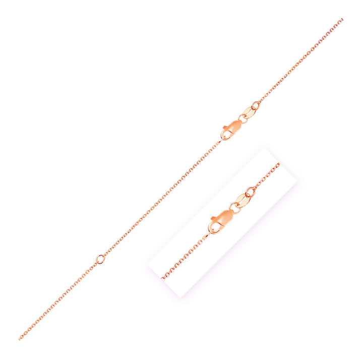 Cadena tipo cable ajustable de oro rosa de 14 k (1,10 mm)