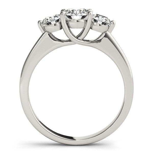 Anillo de compromiso clásico de oro blanco de 14 k con 3 diamantes redondos (1 ct)