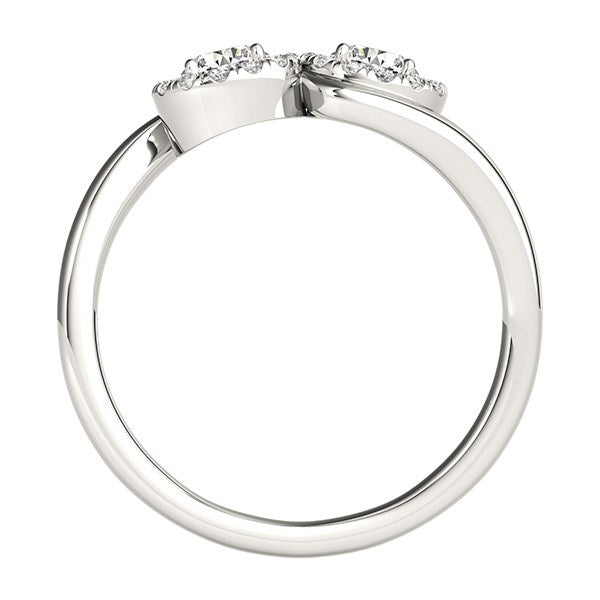 Anillo de oro blanco de 14 k con halo de diamantes redondos de dos piedras (3/8 ct)