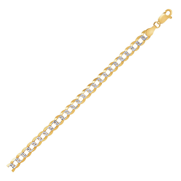 Cadena de eslabones con pavé de oro de dos tonos de 14 k (5,70 mm)