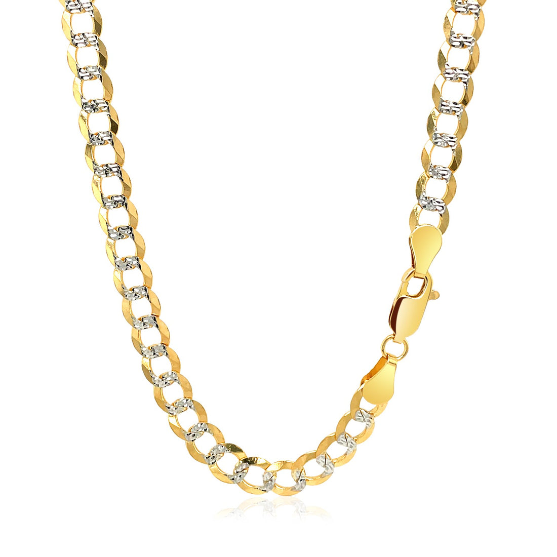 Cadena de eslabones con pavé de oro de dos tonos de 14 k (5,70 mm)