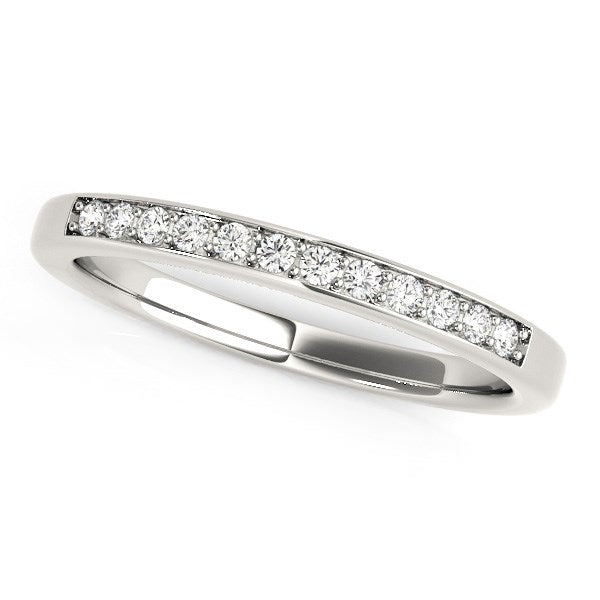 Alianza de bodas de oro blanco de 14 k con diamantes (1/8 ct)