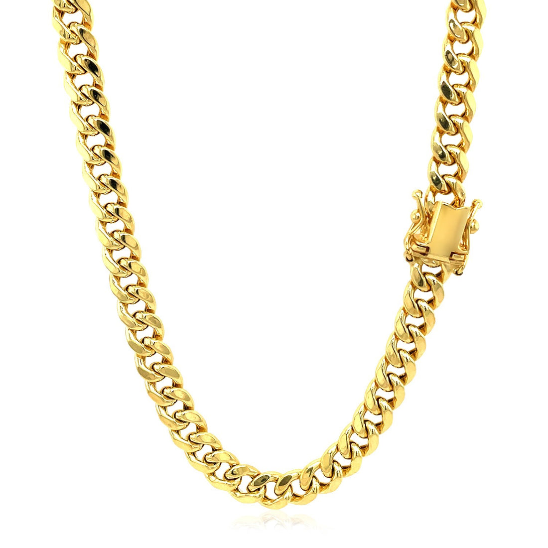 Cadena cubana Miami semisólida de oro amarillo de 10 k (5,00 mm)