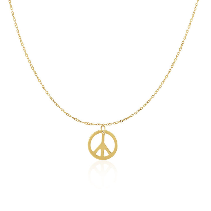 Colgante de oro amarillo de 14 k con símbolo de la paz