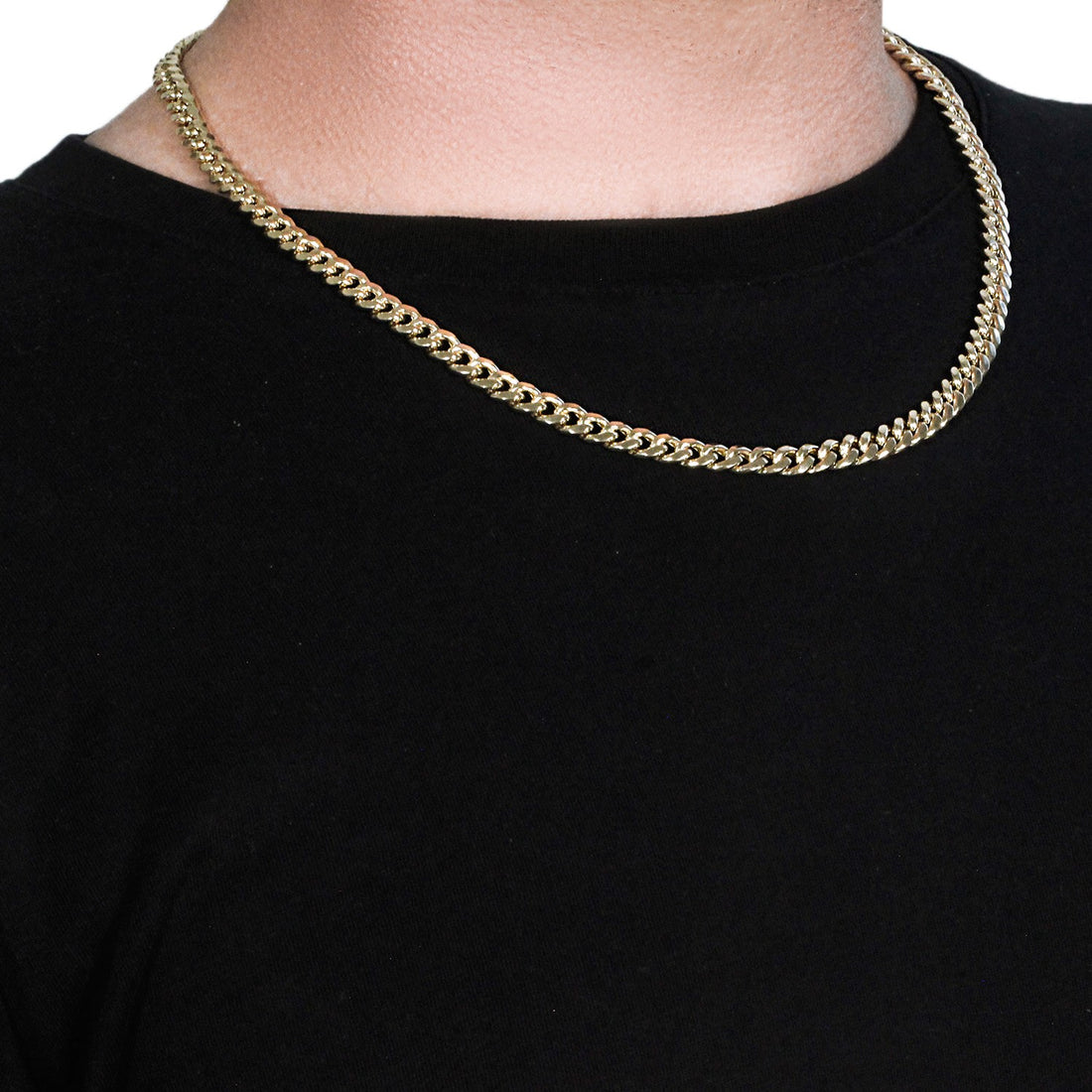 Cadena cubana Miami semisólida de oro amarillo de 10 k (6,60 mm)