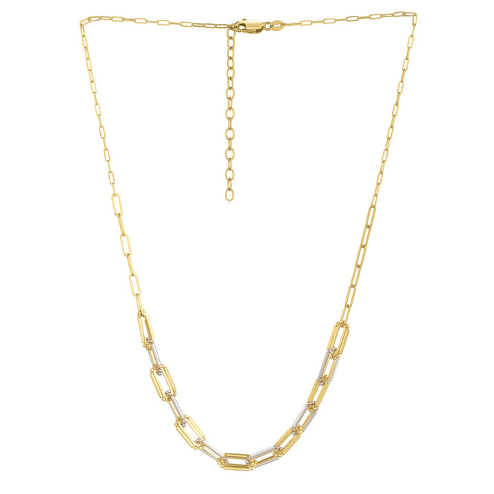 Two Tone Pallina Paperclip Necklace in 14K Gold