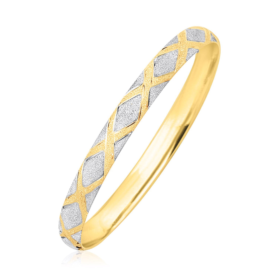 Brazalete con motivo geométrico de diamantes en oro de dos tonos de 10 k (6,00 mm)