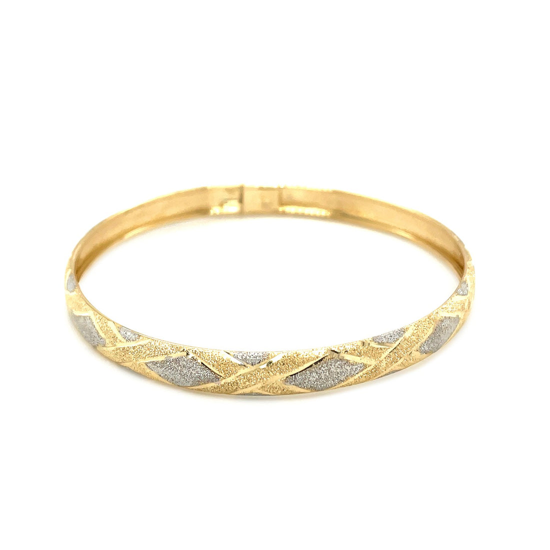 Brazalete con motivo geométrico de diamantes en oro de dos tonos de 10 k (6,00 mm)
